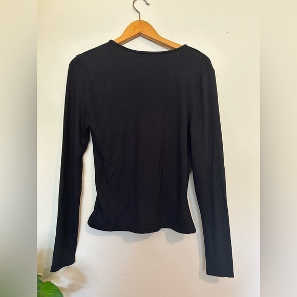 Cupcakes and cashmere black long sleeve stretchy soft Blouse Top Sweater size M - Picture 4 of 10